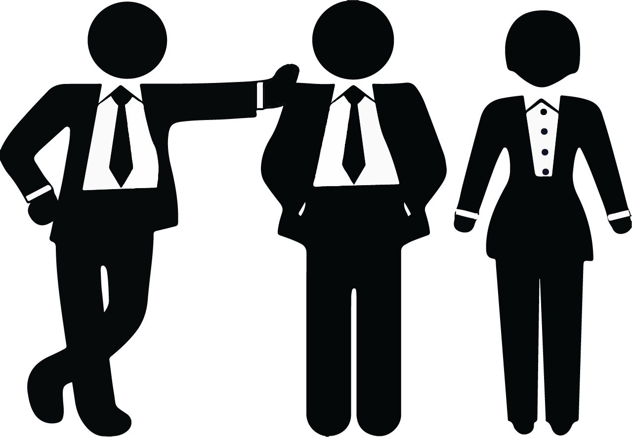 Illustration depicting 2 stylish business men and a business woman standing side by side